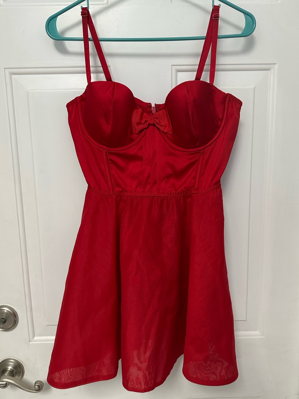 Victoria's Secret Very Sexy
Corset Top Mini Satin Dress w
Bow Red